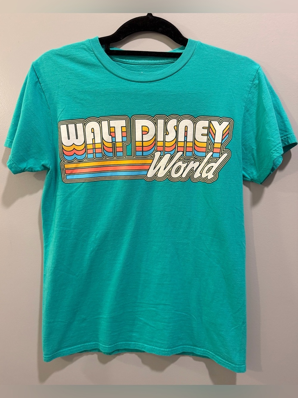 Disney Walt Disney World Retro Printed Logo Tee Teal Green / Blue Size S